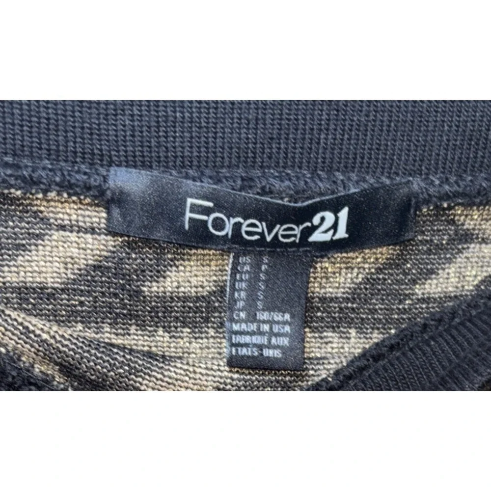 Womans Forever 21 Knit Black And Gold Party Mini Skirt Size Small
